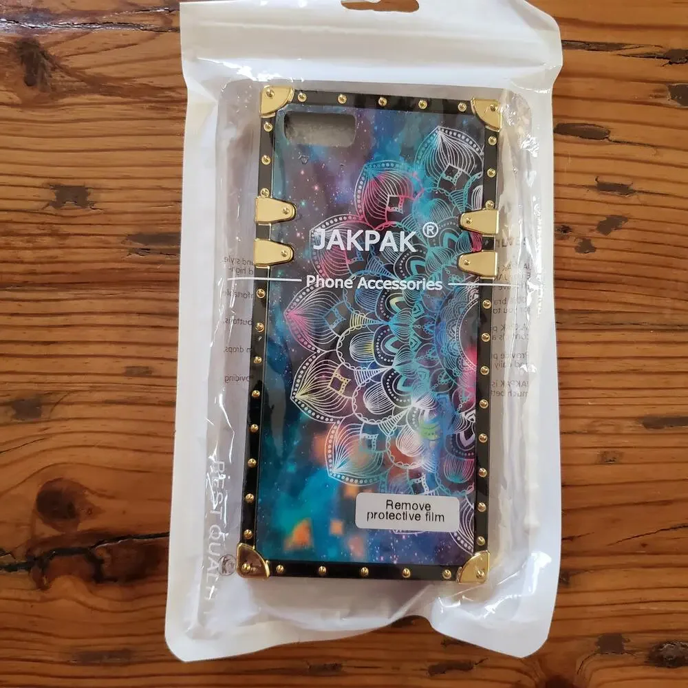 24.7 Inch Phone Case Jakpak Sealed NEW Black Gold Studded Green Mandala NWT